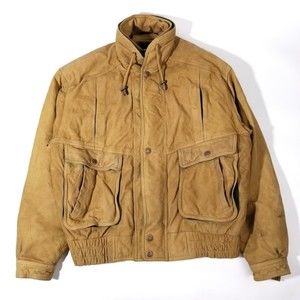 VTG EXCELLED Tan Suede Bomber Aviator Flight Jacket